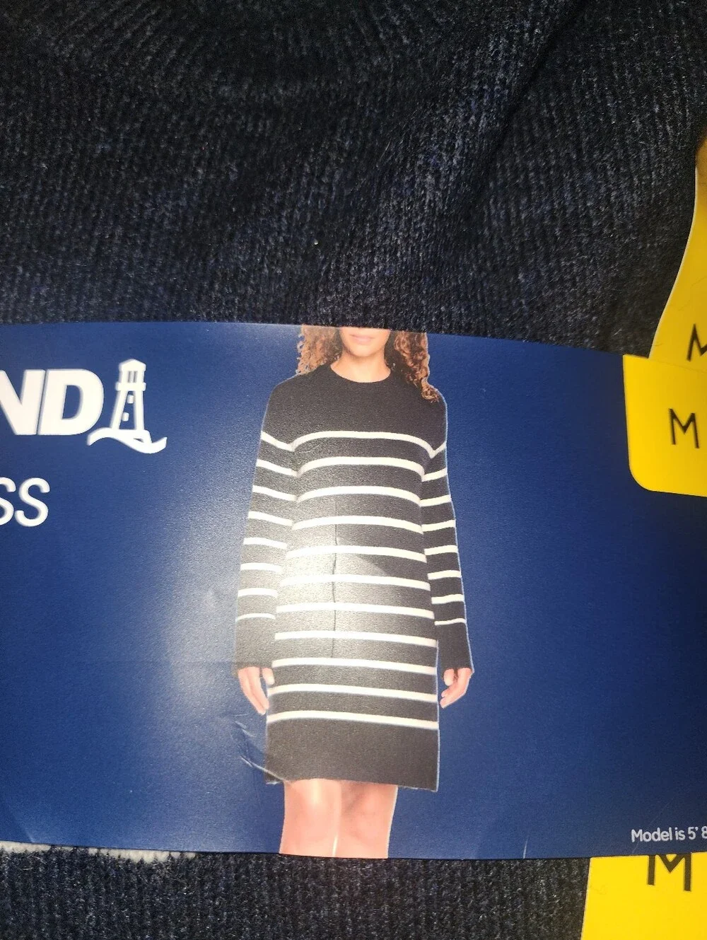 Lands' End Navy and White Sweater Dress